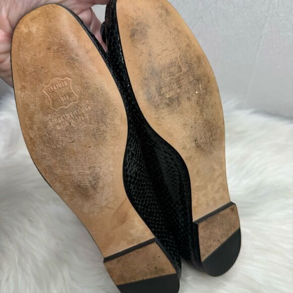 Stuart Weitzman Snakeskin Patent Leather Bow Tassel Flats 7.5 - Picture 6 of 9